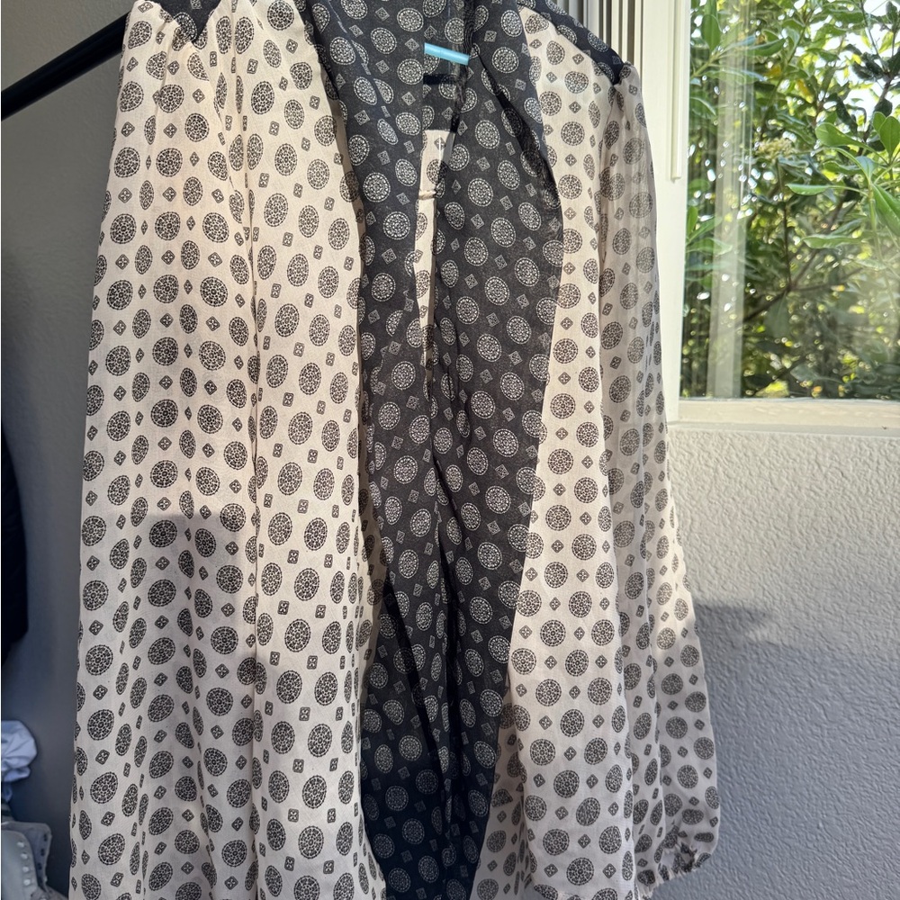 Bar III Black and White Patterned Blouse